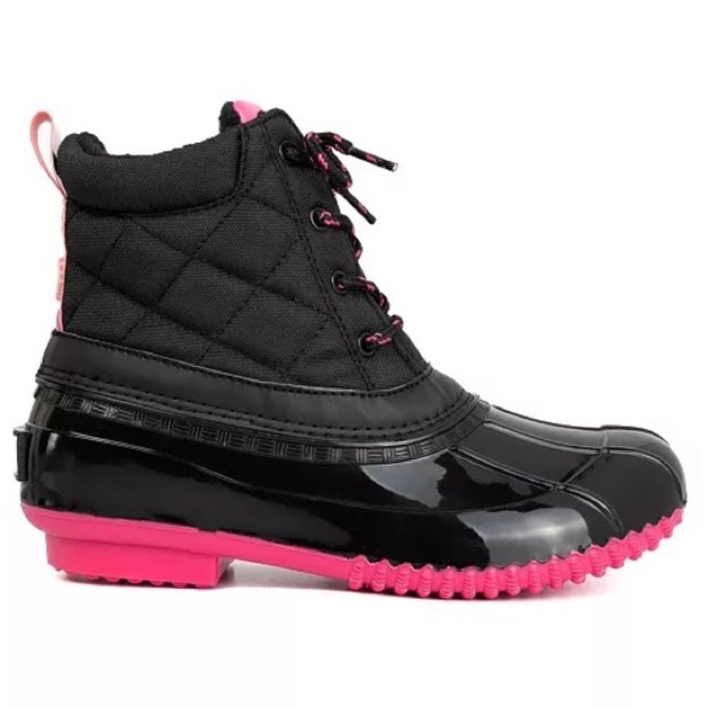 Sugar size 6 waterproof rain duck boots pink black